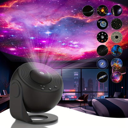 planetarium star projector showing real constellations and planets across a dark bedroom ceiling – view 7