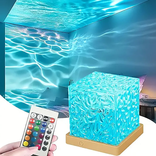 Ocean Wave Crystal Cube Lamp by Celestial Projectors