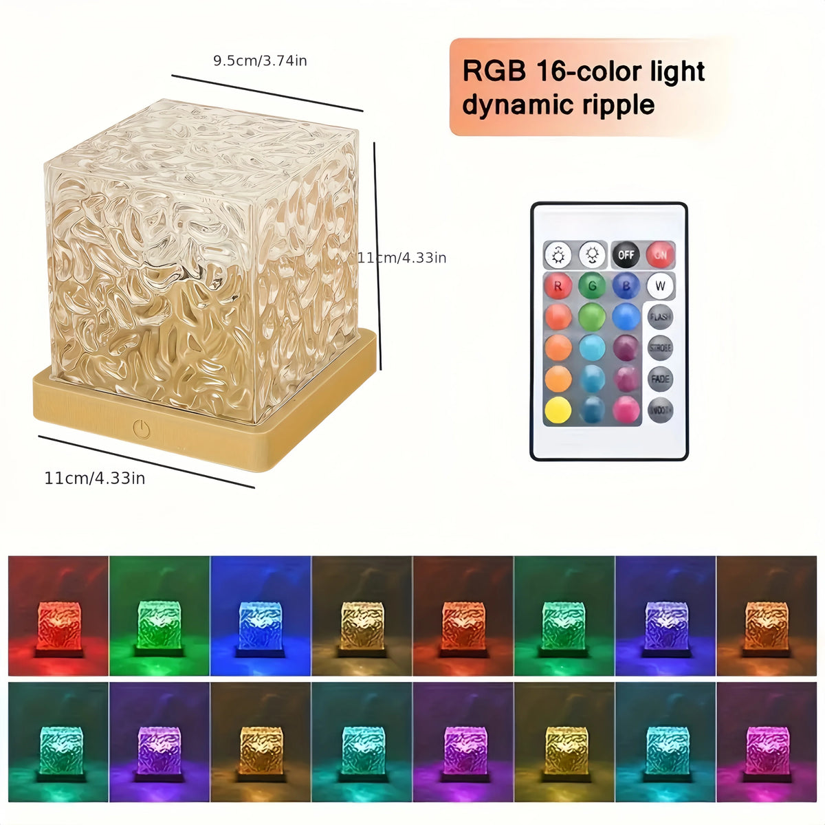 Ocean Wave Crystal Cube Lamp – view 3