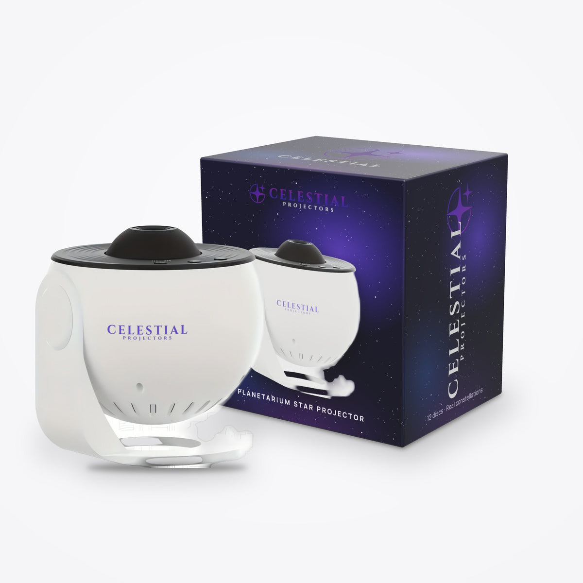 Planetarium Star Projector with 12 Discs by Celestial Projectors with its branded gift box