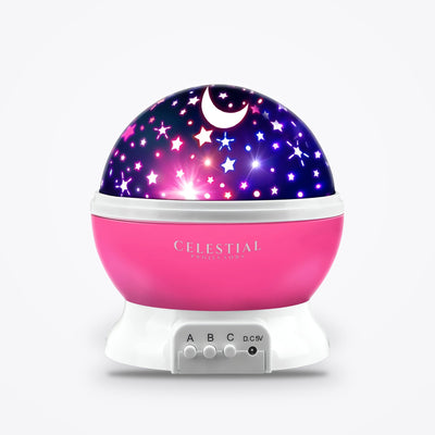 Rotating Star & Moon Projector Night Light for Kids by Celestial Projectors, studio product photo
