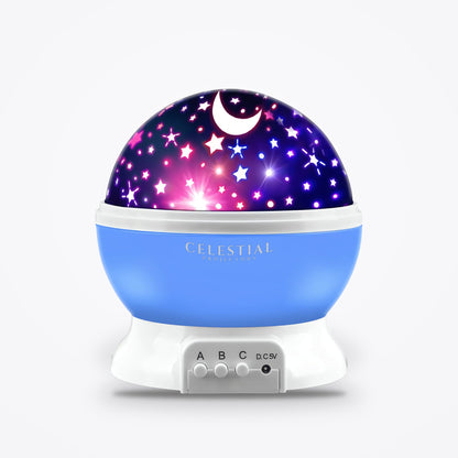 Rotating Star & Moon Projector Night Light for Kids by Celestial Projectors, studio product photo