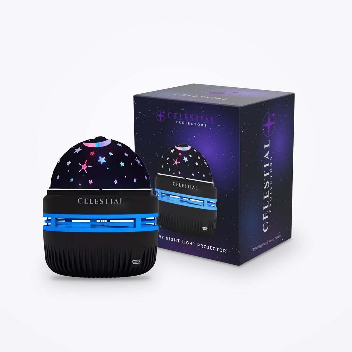 Starry Night Light Projector by Celestial Projectors with its branded gift box
